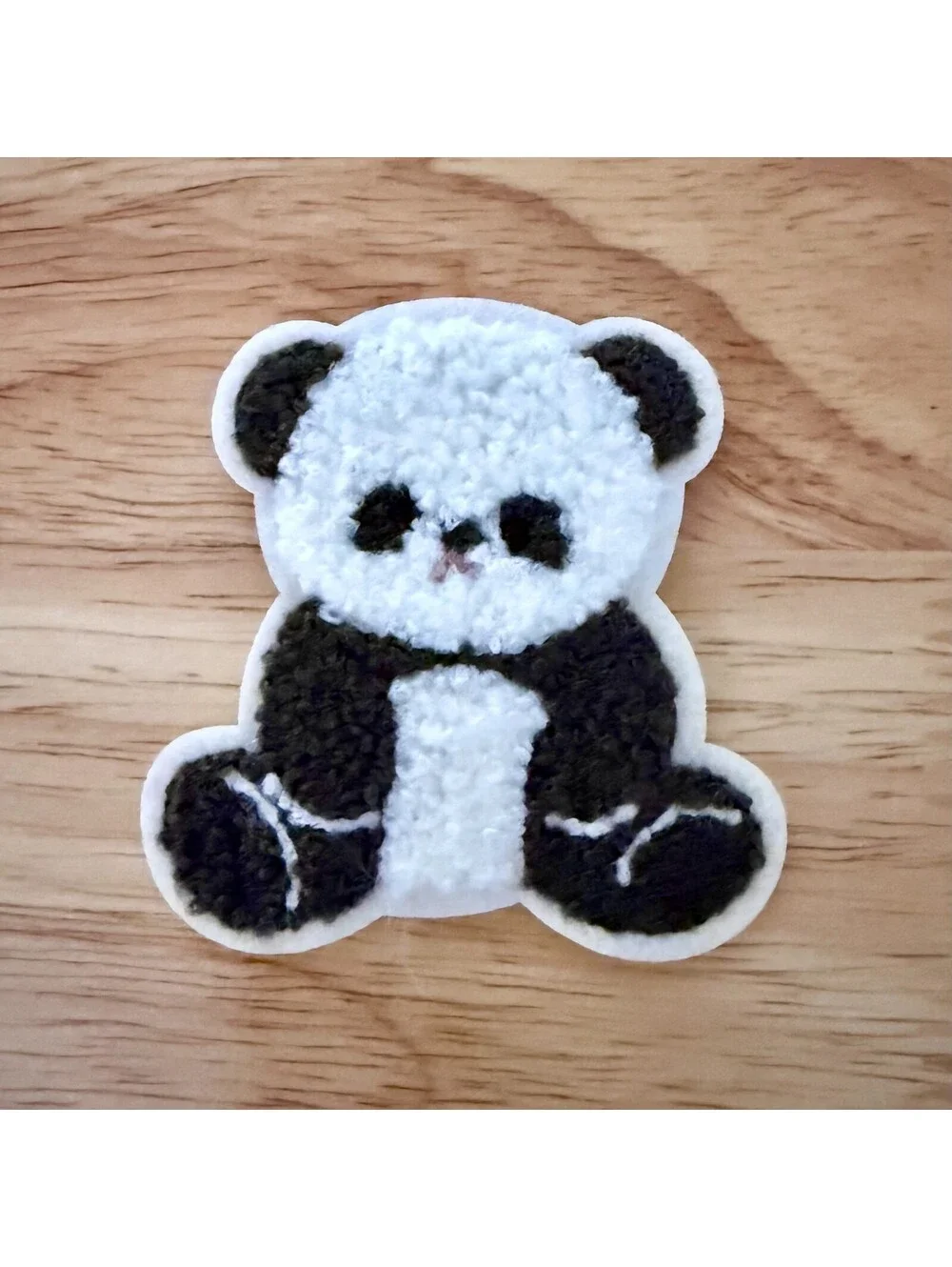 Iron On Patch - Kawaii Panda Bear, Chenille Fluffy 2.5